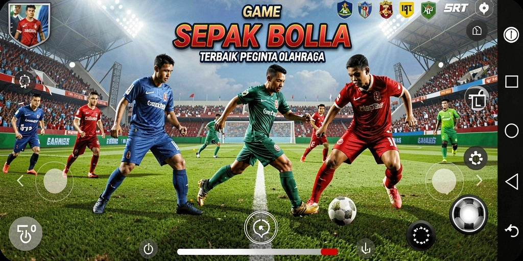 Screenshot 5RT menampilkan gameplay sepak bola yang menarik dan kompetitif.