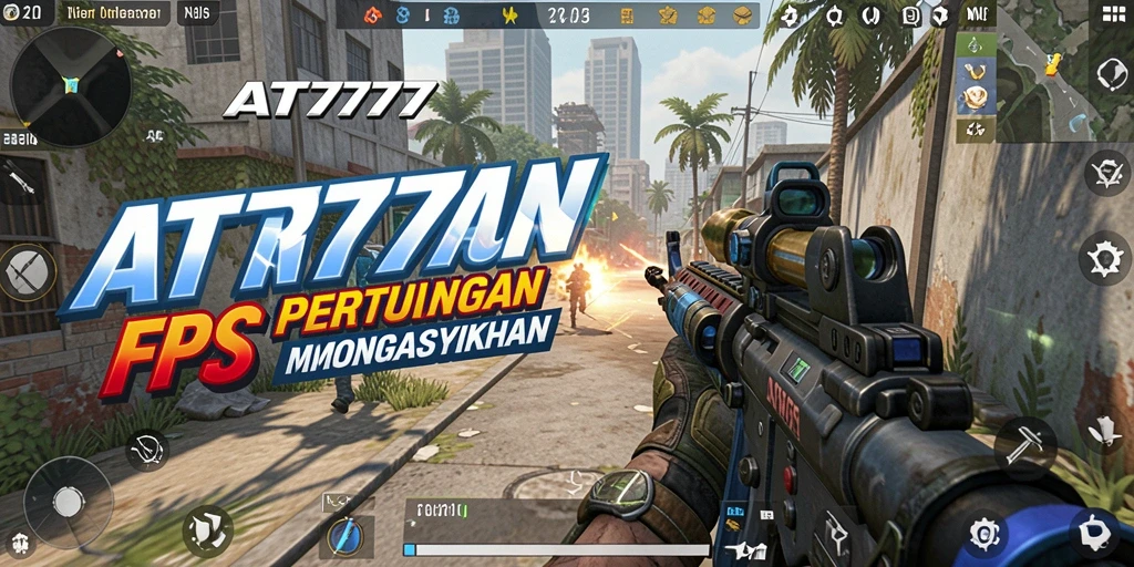 Screenshot AT777 menampilkan pertarungan FPS yang intens dan mendebarkan.
