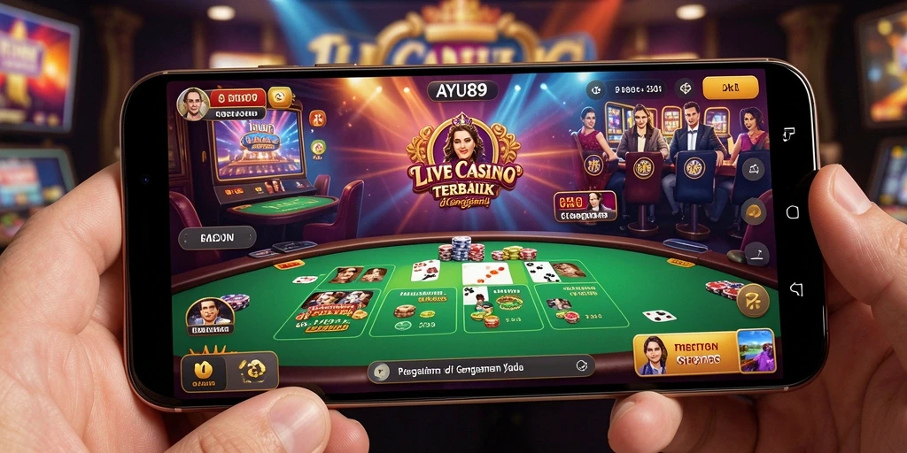 Screenshot AYU89 menampilkan dealer profesional dan suasana kasino yang realistis.