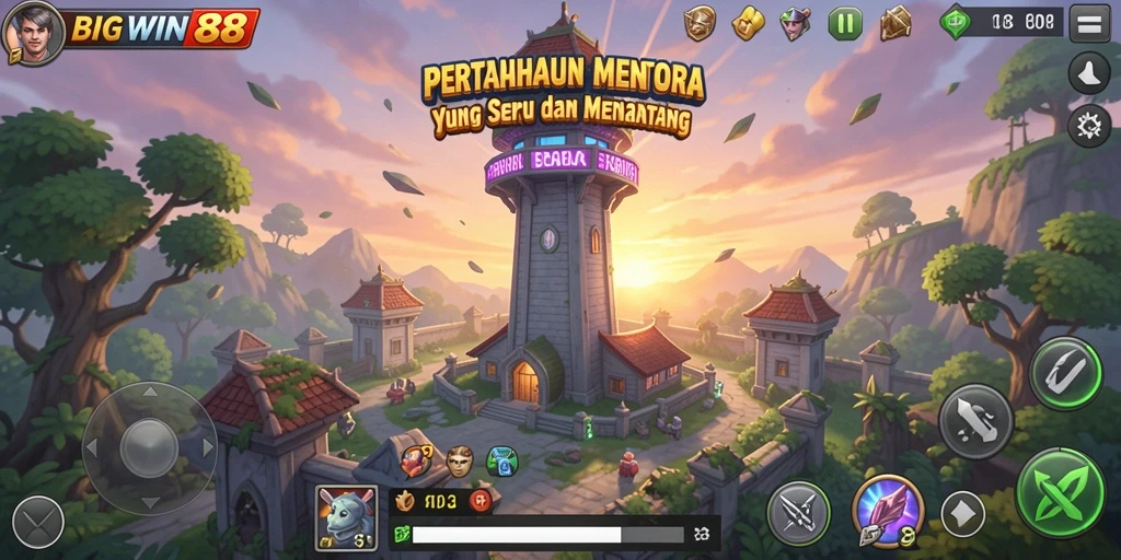 Tangkapan layar BIGWIN88 yang menunjukkan aksi Tower Defense yang mendebarkan.