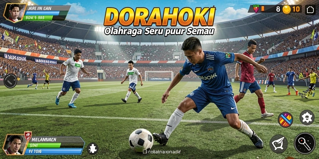 Tampilan utama game DORAHOKI dengan aksi olahraga yang mendebarkan.