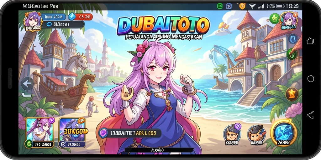 Tampilan gameplay DUBAITOTO yang penuh aksi dan karakter anime.