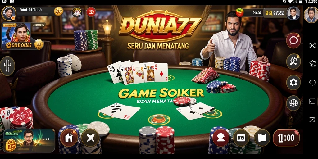 Tampilan gameplay Poker yang menarik di DUNIA77.