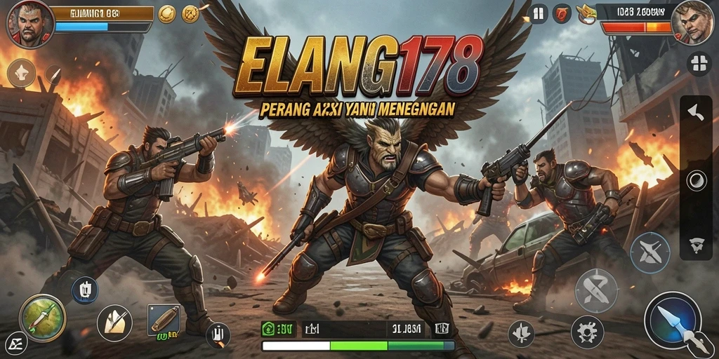 Tampilan gameplay aksi penuh adrenalin dalam ELANG178.