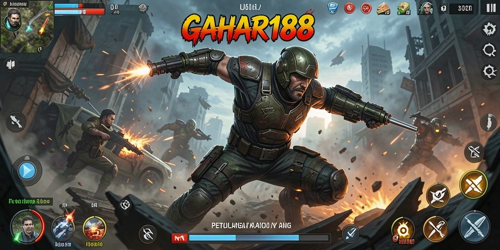 Menggambarkan pertempuran intens dalam GAHAR188 dengan grafis menakjubkan.