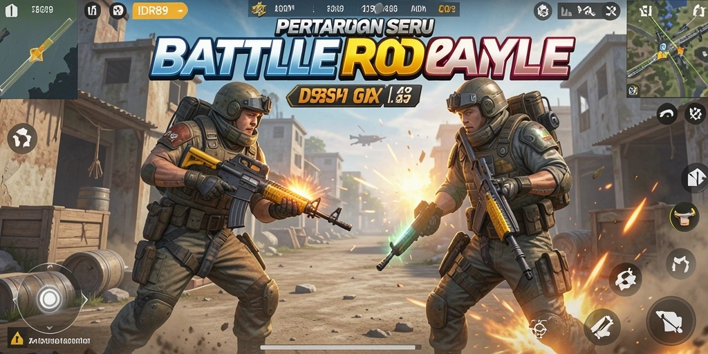 Tampilan gameplay seru dalam IDR89 dengan pertarungan Battle Royale.
