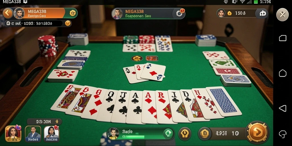 Screenshot gameplay MEGA338 yang menampilkan keseruan bermain Gaple.