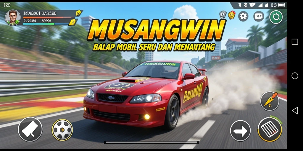 Tampilan menarik dari gameplay balap di MUSANGWIN.