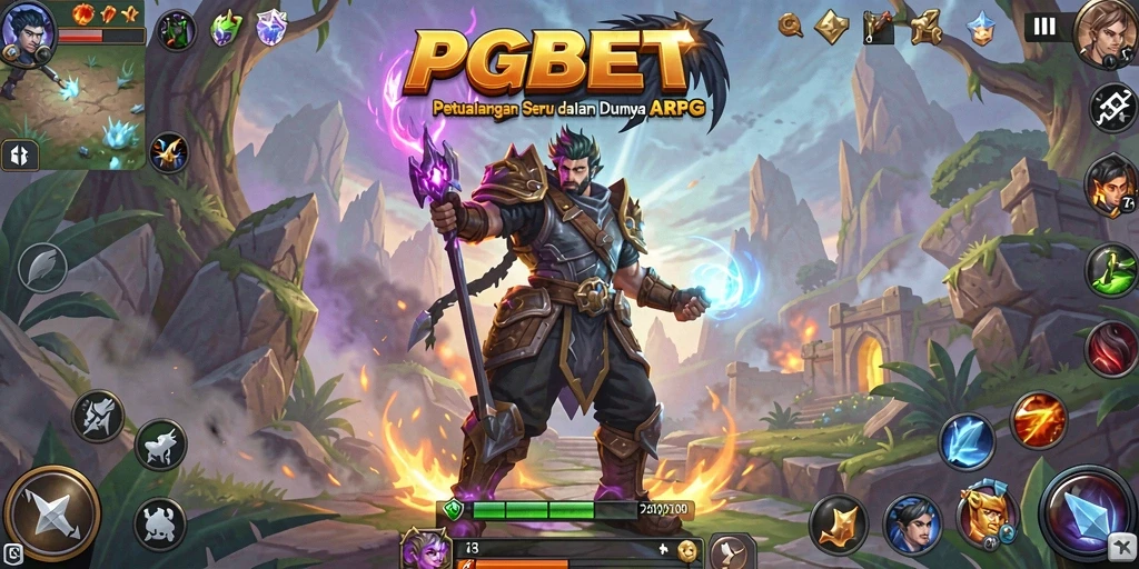 Tampilan gameplay dinamis PGBET dengan aksi seru di arena pertarungan.