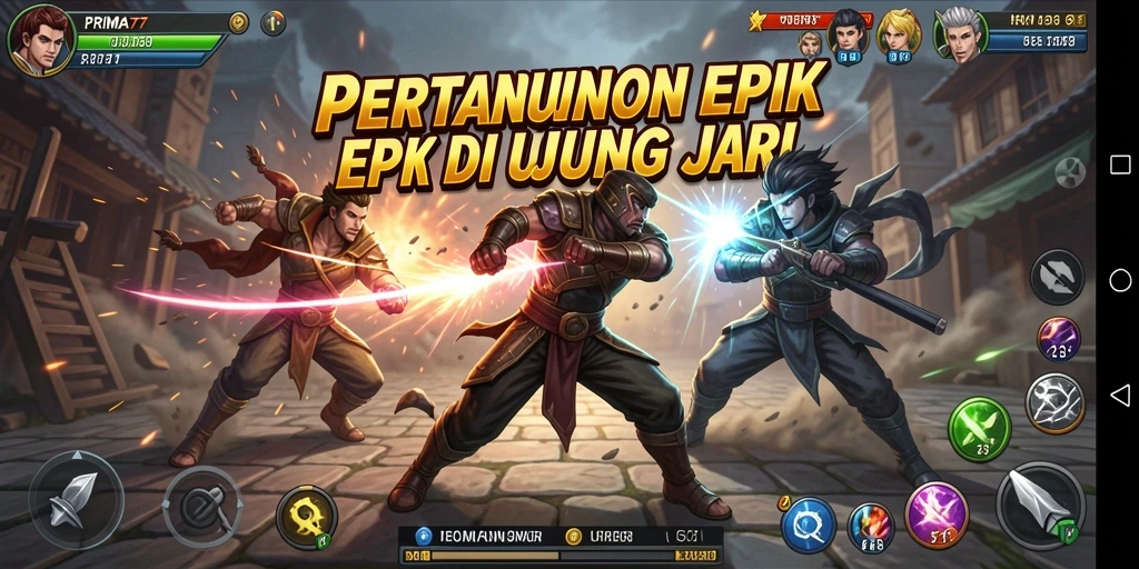 Tampilan intens gameplay pertarungan di PRIMA77 yang mendebarkan.