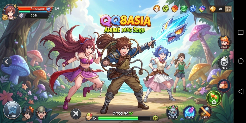 Tampilan menarik dari gameplay QQ88ASIA yang penuh warna dan karakter Anime.