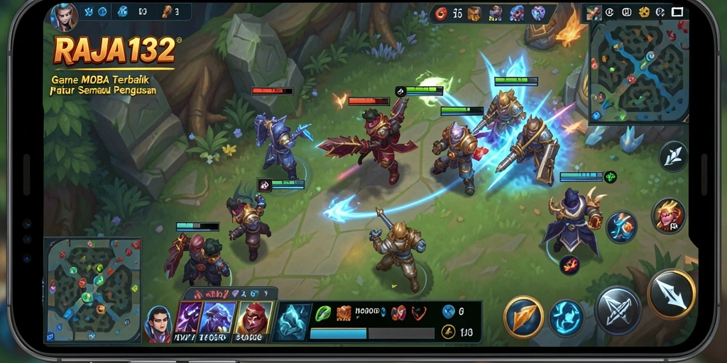 Tampilan gameplay seru dan intens di RAJA132 MOBA.