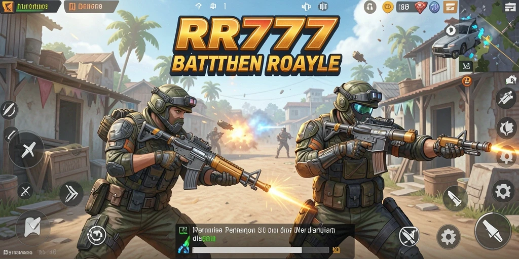 Tampilan gameplay RR777 yang seru dalam pertandingan Battle Royale.
