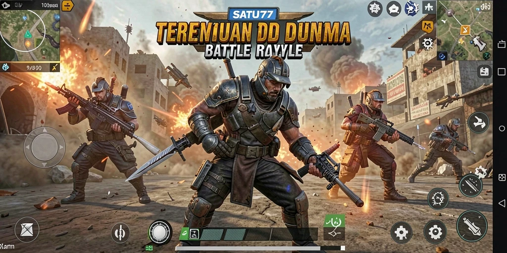 Gameplay seru dari SATU77 yang penuh aksi Battle Royale.