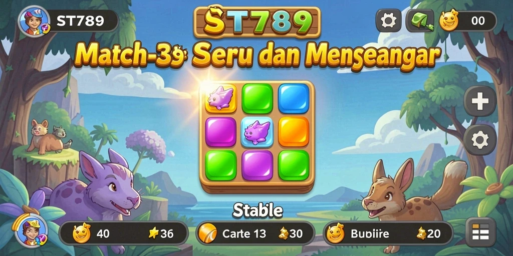 Tampilan gameplay ST789 yang menarik dan menantang dalam Match-3.