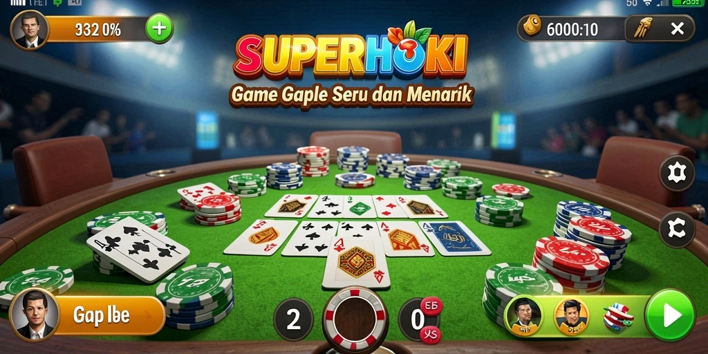 Screenshot gameplay SUPERHOKI menampilkan suasana seru permainan Gaple.