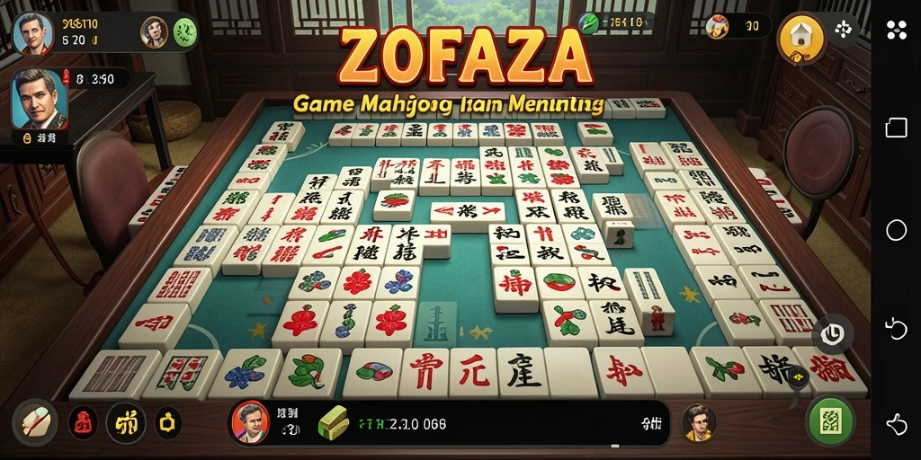 Tangkapan layar ZOFAZA menampilkan gameplay Mahjong yang menarik.